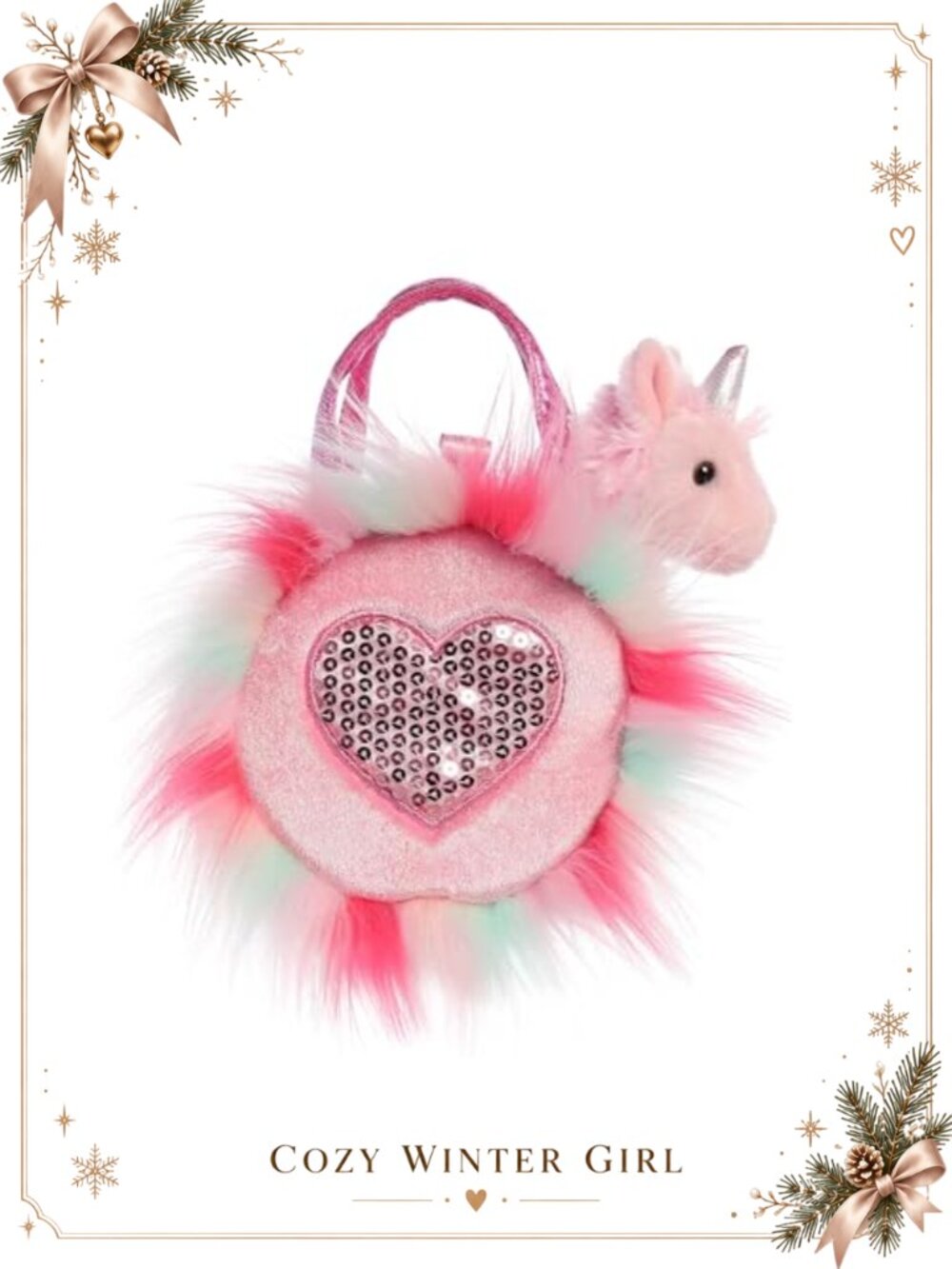 Plush Unicorn Purse 5.5" with Removable Mini Flopsie Plush Toy